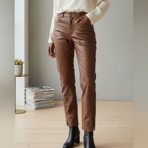 Zadig &Voltaire Crinkle leather trousers , brown S 38, 2020/21 runway collection